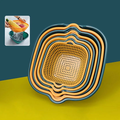 8 In 1 Drain Basket Double-Layer Vegetable Washing Basket Fruit Basin