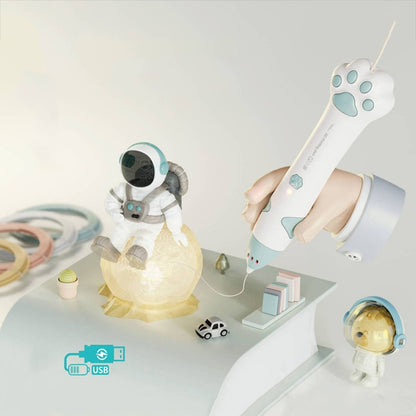 Cat Claw USB Charging Low Temperature 3D Printing Pen Children DIY Graffiti 3D Painting Pen