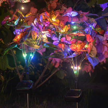 Lawn Ground Plug Light Decoration Outdoor Solar LED Garden Lights, Butterfly Flower