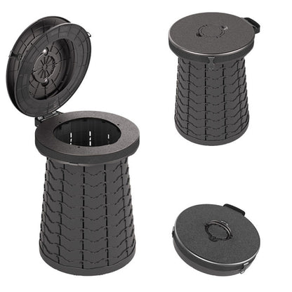 Car Outdoor Multifunctional Retractable Thickened Folding Stool Portable Toilet, 50cm(Black)