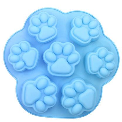 7 Cells Small and Large Cat Paw Silicone Cake Mould Cartoon DIY Handmade Essential Oil Soap Moulds, Pink, Light Blue