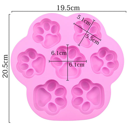 7 Cells Small and Large Cat Paw Silicone Cake Mould Cartoon DIY Handmade Essential Oil Soap Moulds, Pink, Light Blue