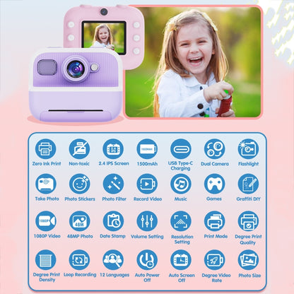 M8 2.4-Inch 1080P HD 2400W Pixel Dual-Camera Children Thermal Printing Camera