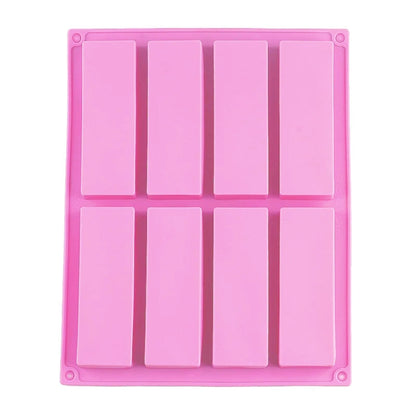 8 Grids Rectangular Silicone Handmade Soap Mould DIY Aromatherapy Mould, Light Blue, Purple, Pink