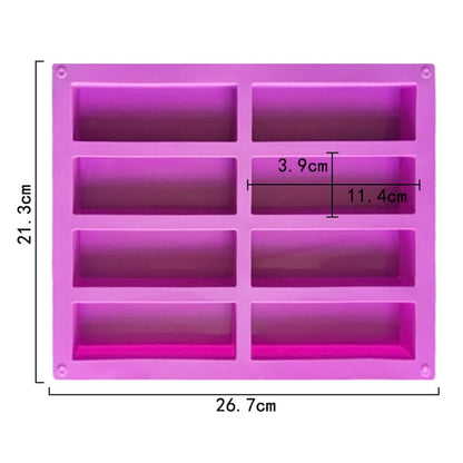 8 Grids Rectangular Silicone Handmade Soap Mould DIY Aromatherapy Mould, Light Blue, Purple, Pink