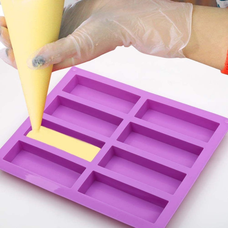 8 Grids Rectangular Silicone Handmade Soap Mould DIY Aromatherapy Mould, Light Blue, Purple, Pink