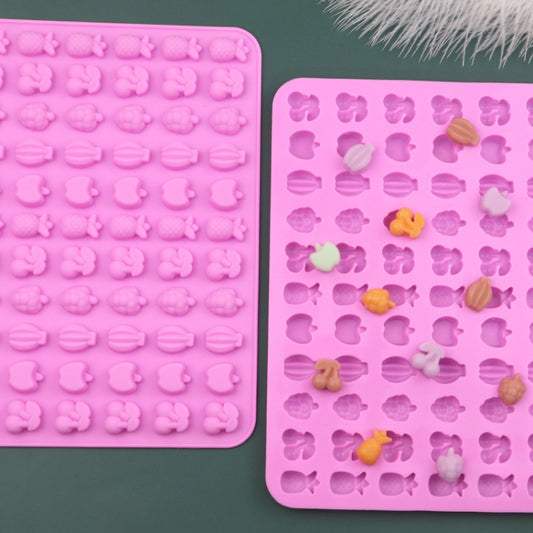 66 Grids Fruit Silicone Fudge Molds Mini Candy Molds, 66 Grids Fruit