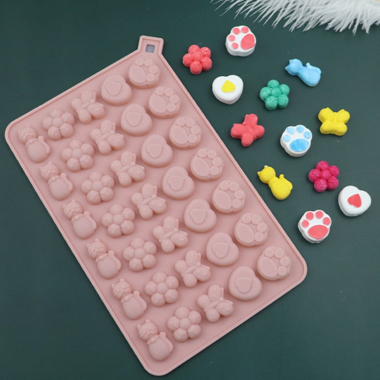 34 Grids Cats Butterfly Flower Silicone Mould DIY Cookie And Candy Decoration Molds, 34 Grids Cats Butterfly Flower