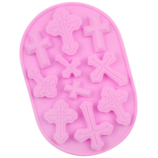 10 Grids Vintage Cross Silicone Chocolate Mould Cake Decoration Molds, 10 Grids Cross