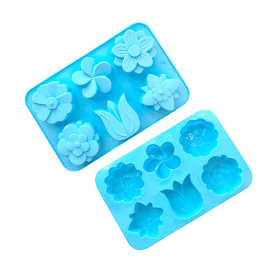 6 Grids Flower Silicone Baking Cake Molds DIY Handmade Soap Mould, 6 Grids Flower