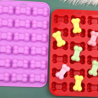 18 Grids Dog Bone Silicone Baking Cake Molds DIY Fire Paint Wax Mould, 18 Grids Dog Bone