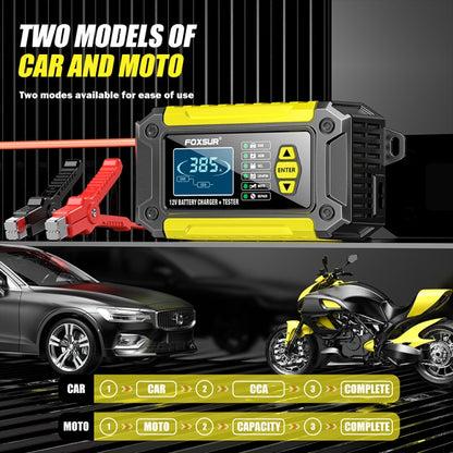 FOXSUR Cars Motorcycles 12V Lithium Cattery Charger With Battery Detection