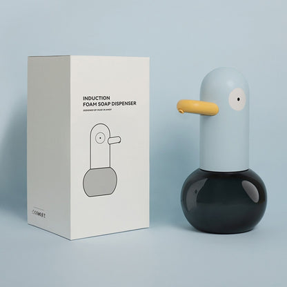 Cute Duck Automatic Foam Soap Dispenser Rechargeable Touchless Hand Washing Machine For Bathroom Kitchen, Blue, Yellow