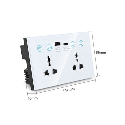 Graffiti Smart Socket With Switch USB+Type-C Dual Port Remote Control Socket, UK Plug, Wifi White, Wifi Black, ZigBee White, ZigBee Black