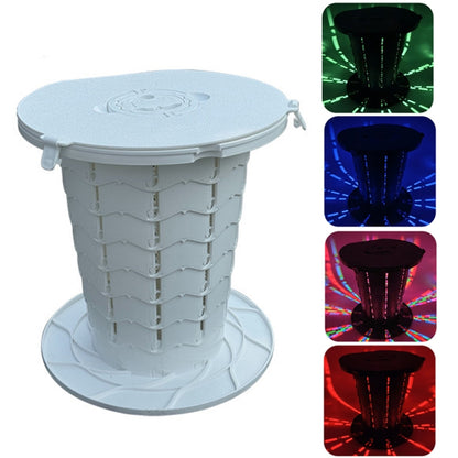 Retractable Portable Travel Toilet Collapsible Stool for Outdoors Fishing Camping, Ordinary White, Ordinary Black, With Light White, With Light Black