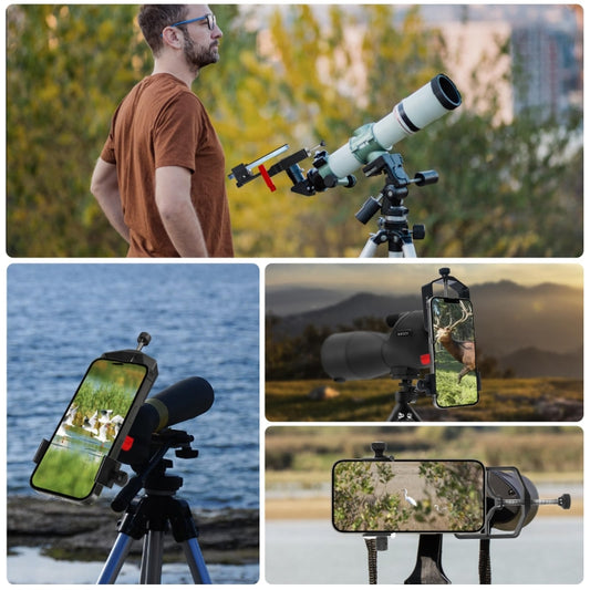 Tridaptor Digiscoping Adapter 3-Axis Telescope Phone Mount For Binocular Monocular Microscope