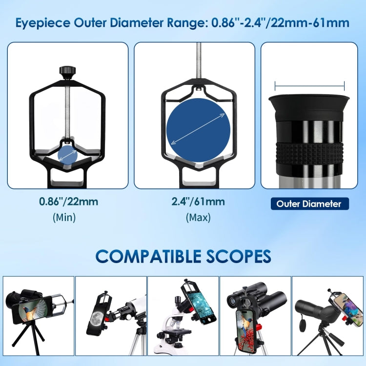 Tridaptor Digiscoping Adapter 3-Axis Telescope Phone Mount For Binocular Monocular Microscope