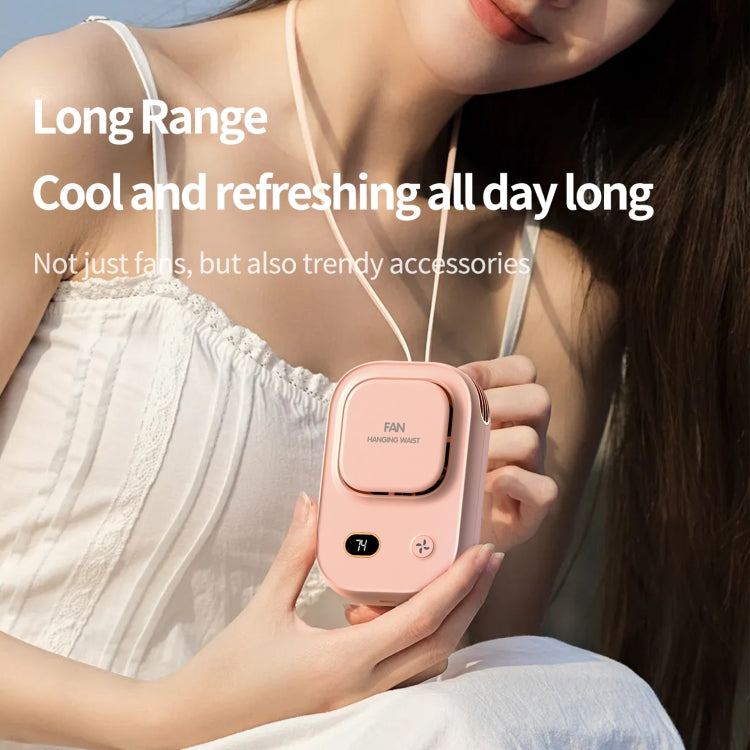 HX-150A Outdoor Digital Display Silent USB Charging Bladeless Waist Hanging Neck Fan