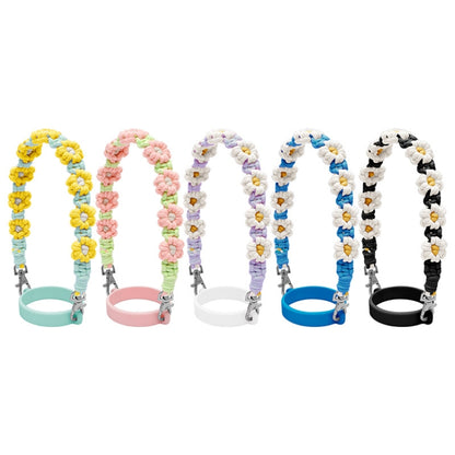 For 16-40oz Stanley Mug Lanyard Silicone Loop Boho Daisy Cute Flower Hand-Woven Mug Cover