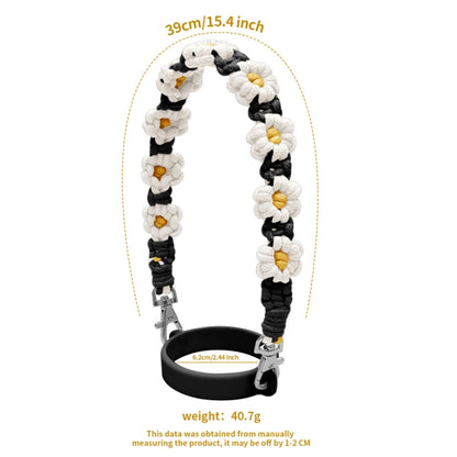 For 16-40oz Stanley Mug Lanyard Silicone Loop Boho Daisy Cute Flower Hand-Woven Mug Cover