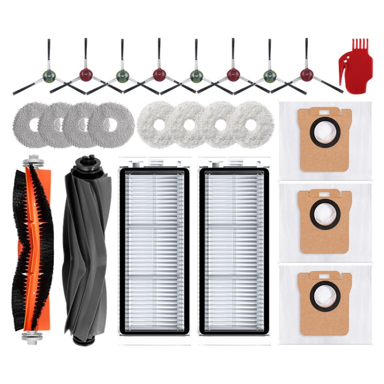 For Dreame L20 Ultra / X20 Pro / X20 Pro Plus Robot Vacuum Accessories, 1pair White Side Brush, 1pair Black Side Brush, 1 Roller Brush, 1 Rubber Brush, 2pcs Filter, 1 White Rag, 1 Gray Rag, 1 Gray -blue Rag, 1 Dust Bag, 1 White Rubber Brush Cover������...