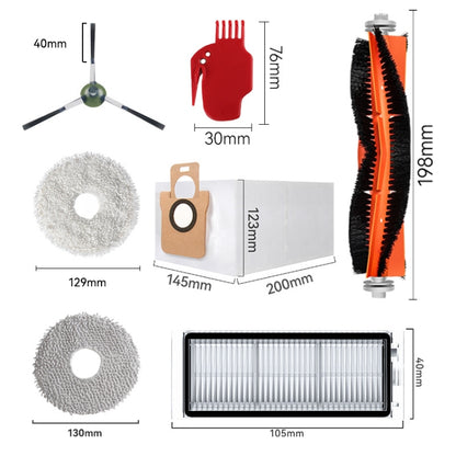 For Dreame L20 Ultra / X20 Pro / X20 Pro Plus Robot Vacuum Accessories, 1pair White Side Brush, 1pair Black Side Brush, 1 Roller Brush, 1 Rubber Brush, 2pcs Filter, 1 White Rag, 1 Gray Rag, 1 Gray -blue Rag, 1 Dust Bag, 1 White Rubber Brush Cover������...