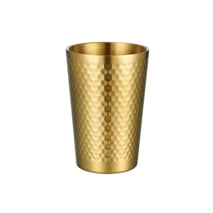 304 Stainless Steel Hammer Mug Thickened Double-Layer Restaurant Tea Cups, 175ml, 260ml, 300ml, 350ml, 450ml