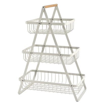 3-Layer Handheld Fruit Basket Removable Living Room Kitchen Bread Snacks Storage Basket, Black, White, Gray