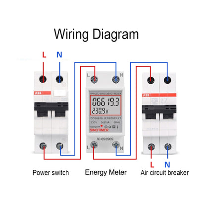 SINOTIMER  DDS6619 80A 230V Din Rail Single Phase Energy Meter Voltage Current Power Meter