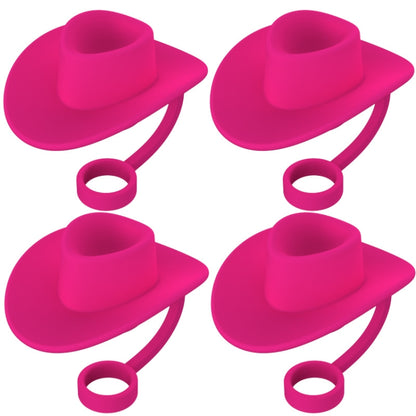 4pcs /Set Silicone Straw Cap 6-10mm Universal Size Dust Plugs, Cowboy Hat Rose Red, Cowboy Hat Black, Cowboy Hat Brown, Vintage Hat Rose Red, Vintage Hat Brown, Vintage Hat Black, Hanging Rope Cowboy Hat Brown, Hanging Rope Cowboy Hat Black������������...