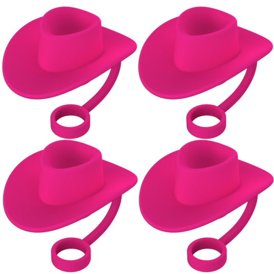 4pcs /Set Silicone Straw Cap 6-10mm Universal Size Dust Plugs, Cowboy Hat Rose Red, Cowboy Hat Black, Cowboy Hat Brown, Vintage Hat Rose Red, Vintage Hat Brown, Vintage Hat Black, Hanging Rope Cowboy Hat Brown, Hanging Rope Cowboy Hat Black������������...
