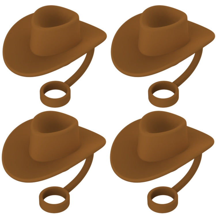 4pcs /Set Silicone Straw Cap 6-10mm Universal Size Dust Plugs, Cowboy Hat Rose Red, Cowboy Hat Black, Cowboy Hat Brown, Vintage Hat Rose Red, Vintage Hat Brown, Vintage Hat Black, Hanging Rope Cowboy Hat Brown, Hanging Rope Cowboy Hat Black������������...