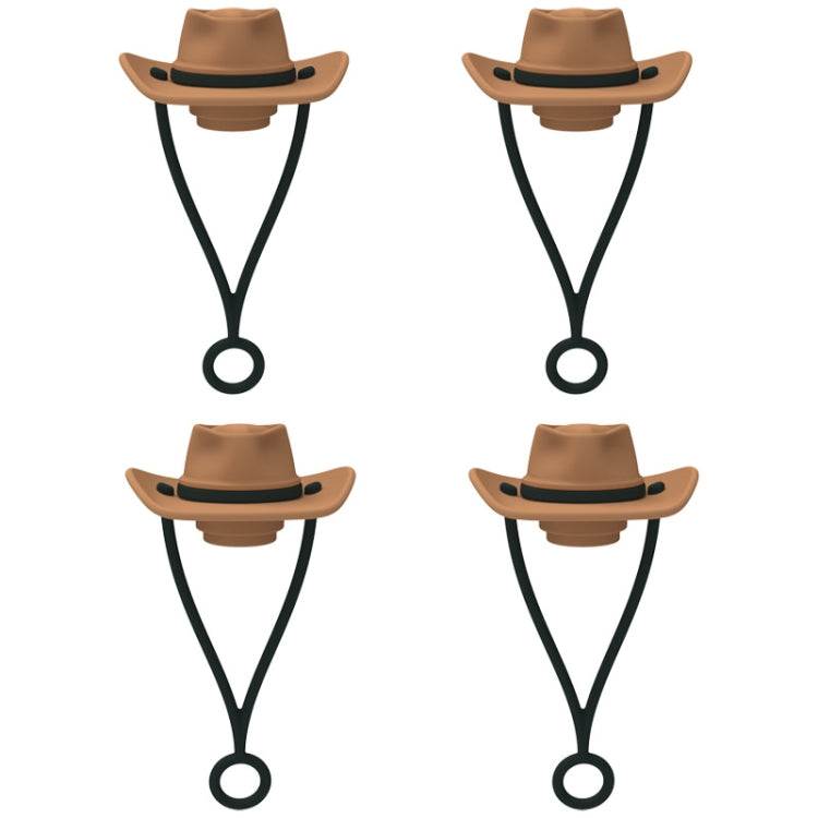 4pcs /Set Silicone Straw Cap 6-10mm Universal Size Dust Plugs, Cowboy Hat Rose Red, Cowboy Hat Black, Cowboy Hat Brown, Vintage Hat Rose Red, Vintage Hat Brown, Vintage Hat Black, Hanging Rope Cowboy Hat Brown, Hanging Rope Cowboy Hat Black������������...