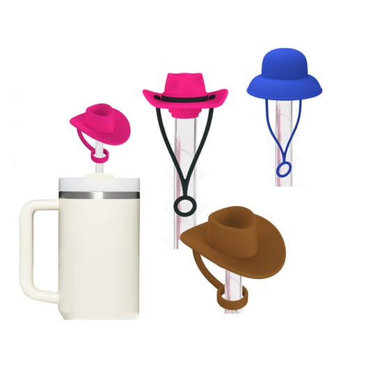 4pcs /Set Silicone Straw Cap 6-10mm Universal Size Dust Plugs, Cowboy Hat Rose Red, Cowboy Hat Black, Cowboy Hat Brown, Vintage Hat Rose Red, Vintage Hat Brown, Vintage Hat Black, Hanging Rope Cowboy Hat Brown, Hanging Rope Cowboy Hat Black������������...