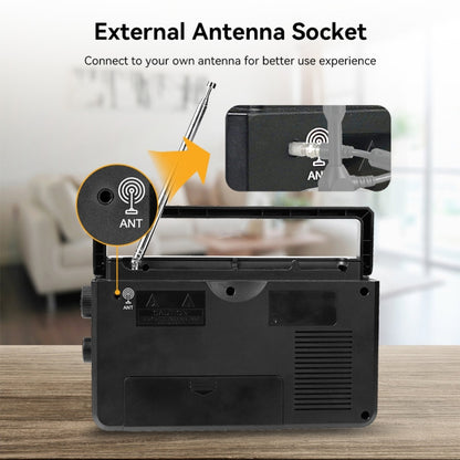 Retekess TR638 LCD Digital Display Full-Band Bluetooth FM Radio Support External Antenna