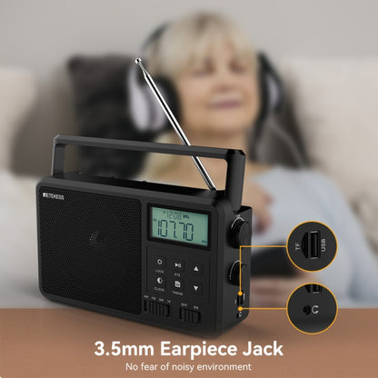Retekess TR638 LCD Digital Display Full-Band Bluetooth FM Radio Support External Antenna