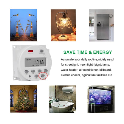 1 Second Interval Digital LCD Timer Switch 7 Days Weekly Programmable Time Relay