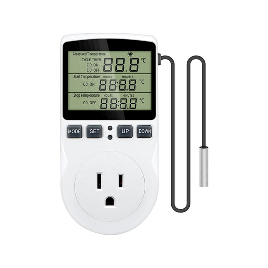 Intelligent Digital Thermostat Countdown Temperature Control Switch Socket Timing Temperature Controller, US Plug