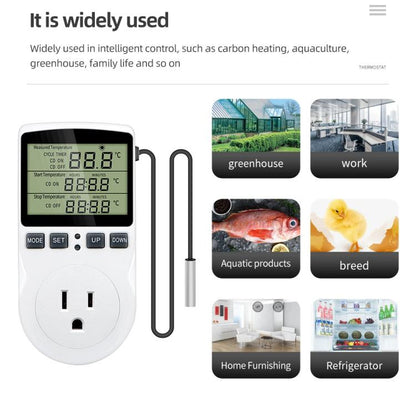 Intelligent Digital Thermostat Countdown Temperature Control Switch Socket Timing Temperature Controller, US Plug