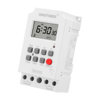 SINOTIMER TM630S-2 220V 30A Timer Switch 1 Second Interval Weekly Programmable Time Relay