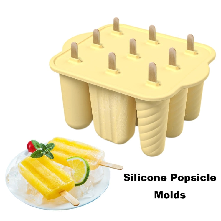 9 Grids Ice Cream Mould Silicone Ice Compartment Homemade Ice Cube Membrane Maker, Yellow A, Pink A, Green A