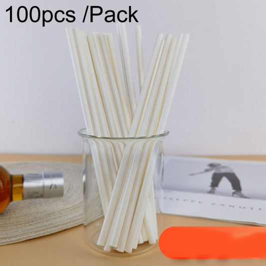 100pcs /Pack 6x197mm Disposable Paper Straws Biodegradable Party Drinking Straws Dessert Table Decoration Prop, White, Black, Kraft Paper