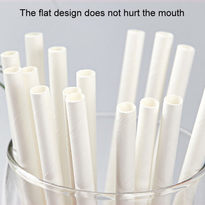 100pcs /Pack 6x197mm Disposable Paper Straws Biodegradable Party Drinking Straws Dessert Table Decoration Prop, White, Black, Kraft Paper