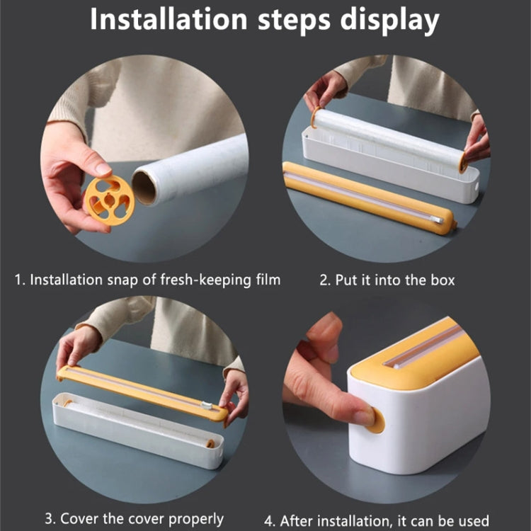 Cling Film Cutter Adjustable Storage Cutting Box, Yellow White, Blue White, Black White, Yellow White Magnetic Sticker, Blue White Magnetic Sticker, Black White Magnetic Sticker, Yellow White Magnet+Suction Cup, Blue White Magnet+Suction Cup�����������...