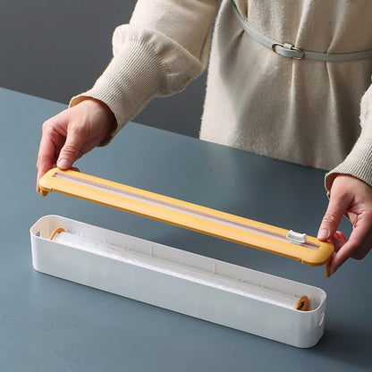 Cling Film Cutter Adjustable Storage Cutting Box, Yellow White, Blue White, Black White, Yellow White Magnetic Sticker, Blue White Magnetic Sticker, Black White Magnetic Sticker, Yellow White Magnet+Suction Cup, Blue White Magnet+Suction Cup�����������...