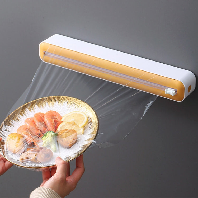Cling Film Cutter Adjustable Storage Cutting Box, Yellow White, Blue White, Black White, Yellow White Magnetic Sticker, Blue White Magnetic Sticker, Black White Magnetic Sticker, Yellow White Magnet+Suction Cup, Blue White Magnet+Suction Cup�����������...