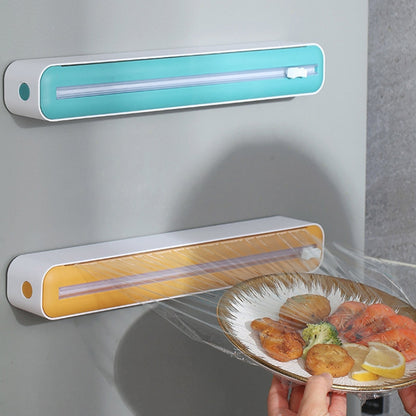 Cling Film Cutter Adjustable Storage Cutting Box, Yellow White, Blue White, Black White, Yellow White Magnetic Sticker, Blue White Magnetic Sticker, Black White Magnetic Sticker, Yellow White Magnet+Suction Cup, Blue White Magnet+Suction Cup�����������...