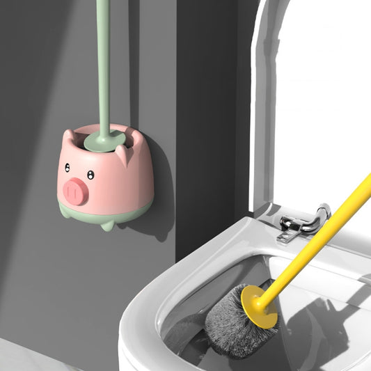 Cute Cartoon Toilet Brush Bathroom Cornerless Wall Mounted With Base Cleaning Brush