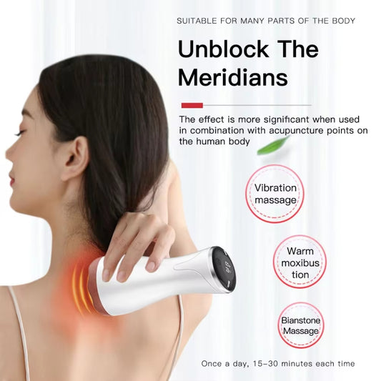 Acupuncture Stone Electric Hot Compress Vibrating Massager Whole Body Universal 9-speed Adjustable Gua Sha Apparatus, Red, Black