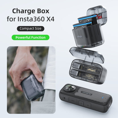 For Insta360 X4 AMagisn Dual Battery Charging Box Transparent Battery Storage Compartment, For Insta360 X4  Transparent